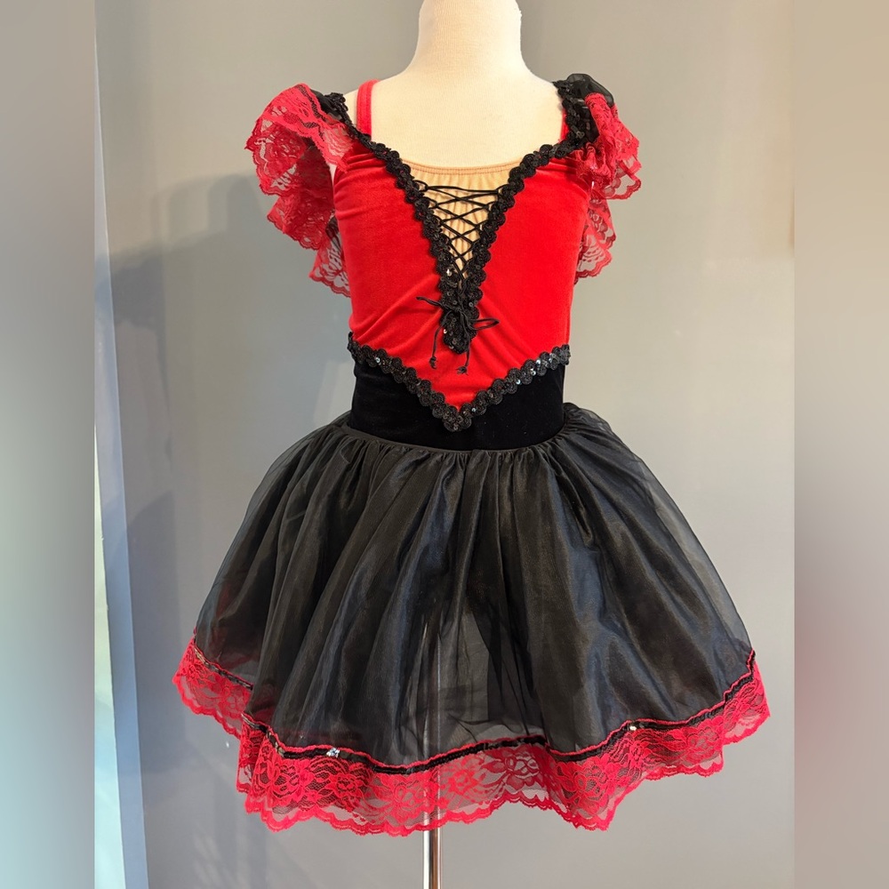 Elegant Art Stone Red and Black Kids Dance Costume - Ballet 2 piece